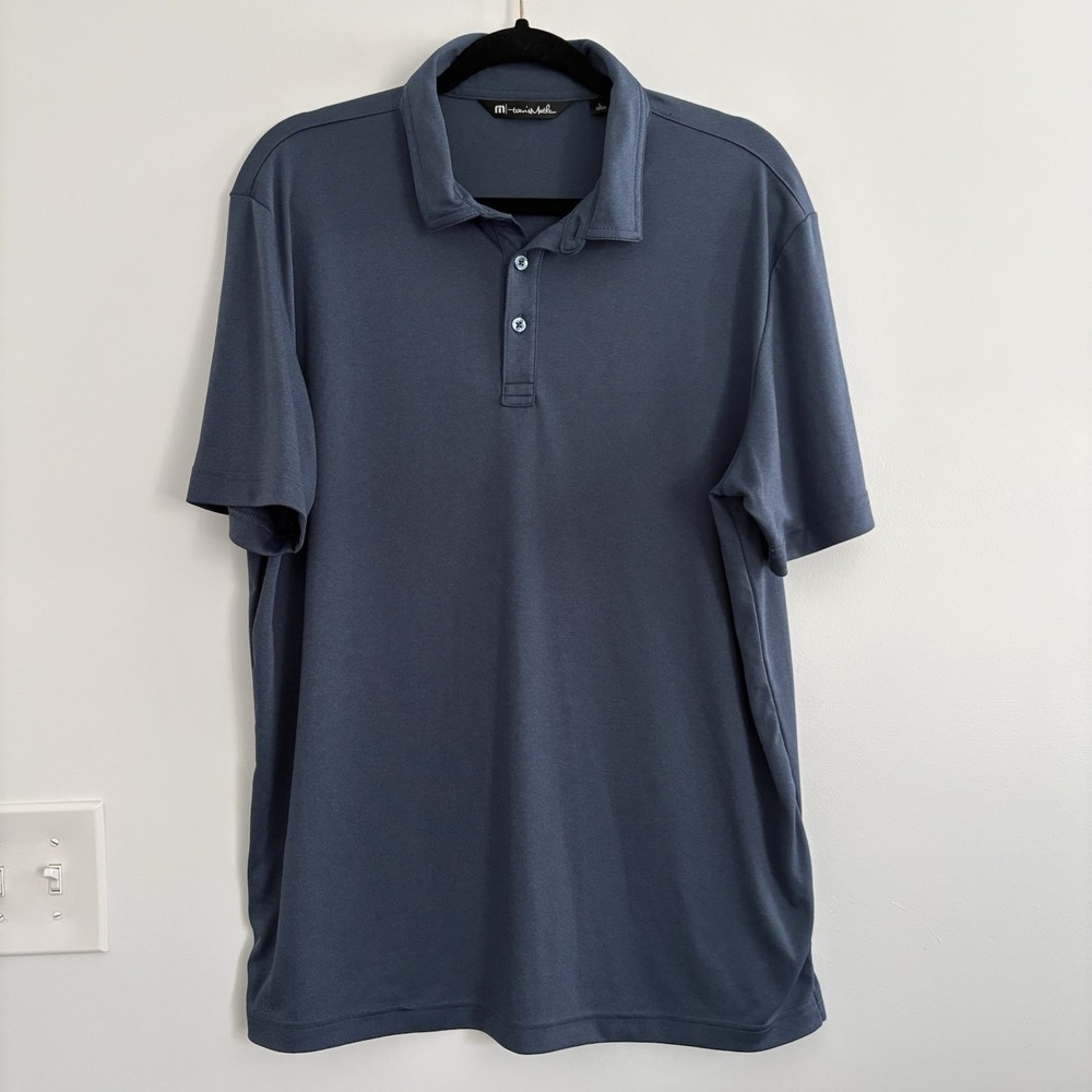 Travis Mathew Men's Polo Shirt‎ Blue Short Sleeve Active Golf Casual SzL